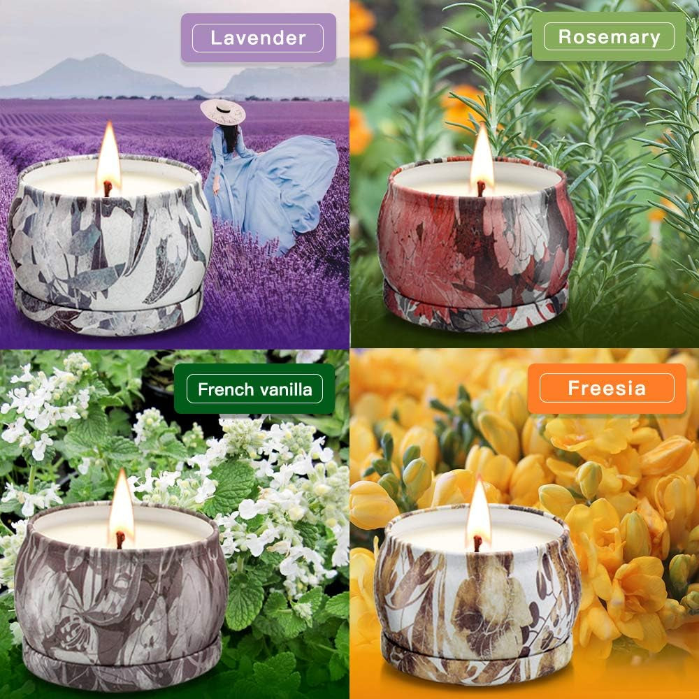 4 Pack Scented Candles Gifts for Women,  Aromatherapy Candles for Home Scented, 120H Burning Soy Wax Portable Travel Tin Ideal Candle Gift for Birthday, Valentine'S Day, Mother'S Day, Bath, Yoga