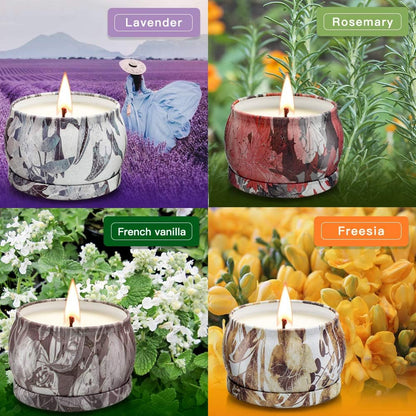 4 Pack Scented Candles Gifts for Women,  Aromatherapy Candles for Home Scented, 120H Burning Soy Wax Portable Travel Tin Ideal Candle Gift for Birthday, Valentine'S Day, Mother'S Day, Bath, Yoga