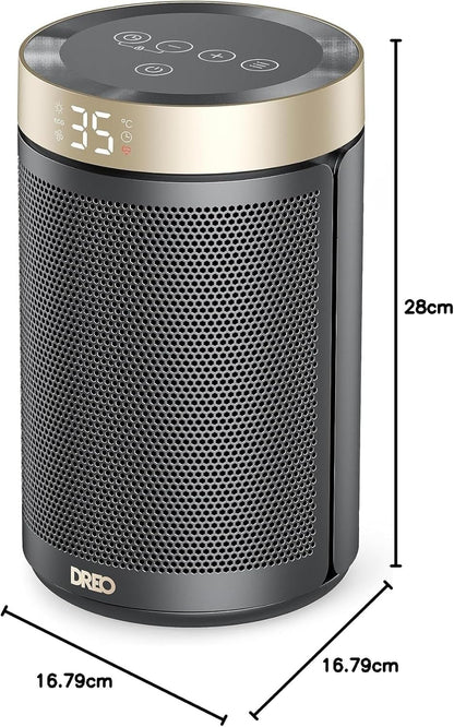 Electric Heater, 1500W Energy Efficient Space Silent Room Heater, Portable Ceramic Fan Heaters, Thermostat 3 Modes 12H Timer, Overheat & Tip over Protection, for Bedroom, Atom 316, Gold