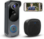 Wireless Video Doorbell Camera with Chime, Voice Changer/Message, PIR Motion Detection, Instant Alerts, 2-Way Audio, 2K HD, Night Vision, 2.4G Wifi, IP66, Battery Powered, Works with Alexa