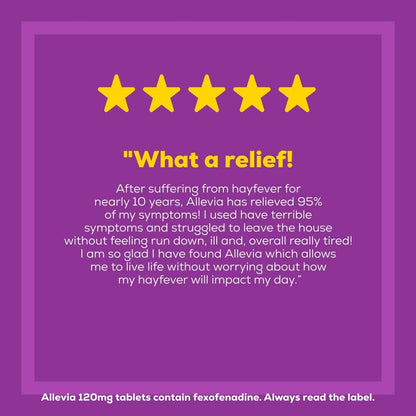 Hayfever Allergy Tablets, Prescription Strength 120 Mg Fexofenadine, 24Hr Relief Acts within 1 Hour, Including Sneezing, Watery Eyes, Itchy and Runny Nose, 7 Tablets