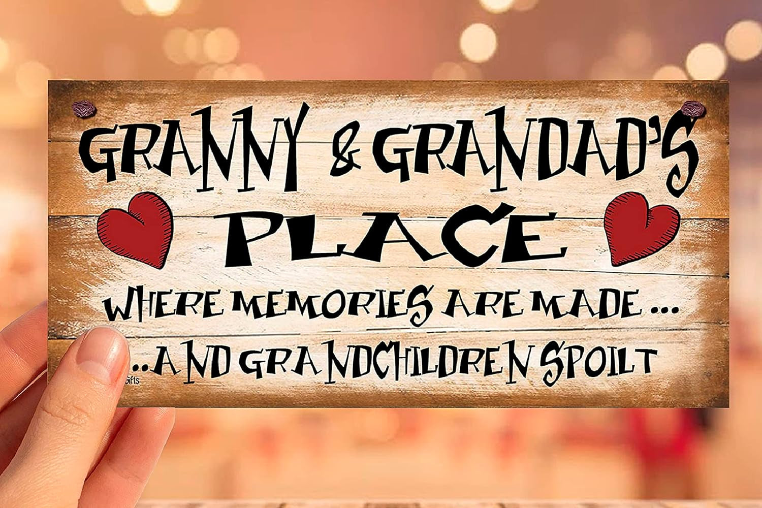 Birthday Occasion Shabby Chic Wooden Funny Sign Wall Plaque Granny and Grandads Place Where Memories Are Made and Grandchildren Spoilt Granny Size 8" X 4" (200Mm X 100Mm)
