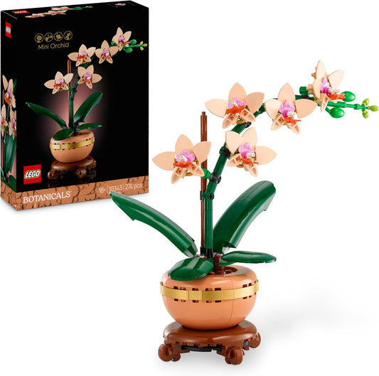 Botanicals Mini Orchid - Artificial Flowers Set for Adults - Indoor Plant with Terracotta Style Flowerpot - Home Decor - Gift for Valentine'S Day for Women and Men - 10343