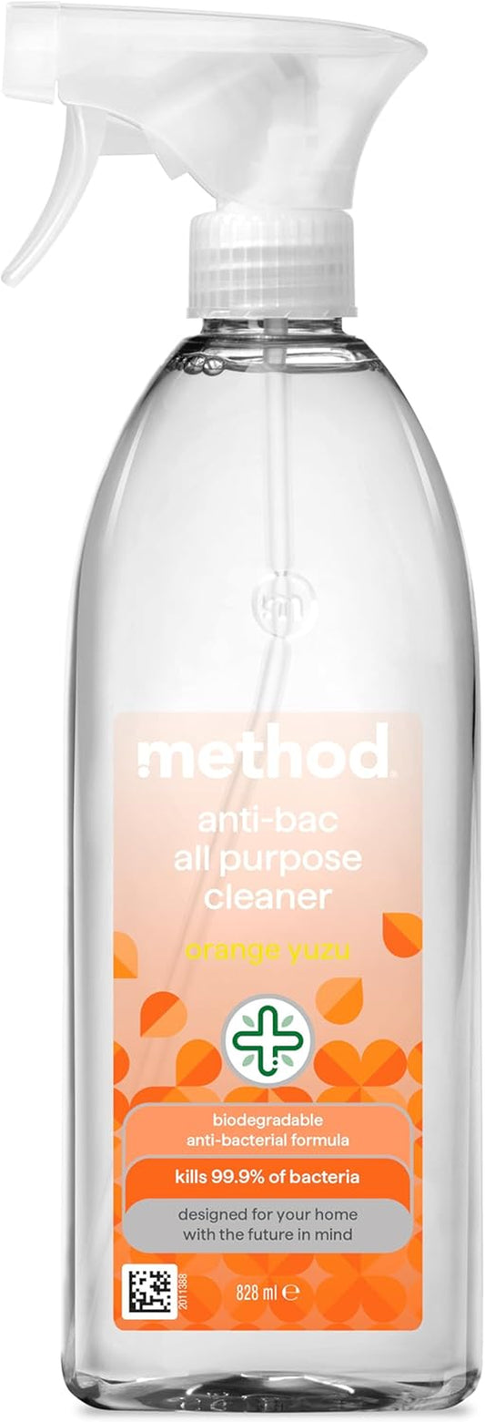 Antibacterial Spray, All Purpose Cleaner, Powerful Formula Kills 99.9% of Bacteria, Orange Yuzu Scent, Pack of 1,828 Ml