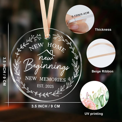New Home Gifts, Creative round Acrylic Hanging Ornament 2025, Housewarming Gifts Ideas for Couple Friends Family