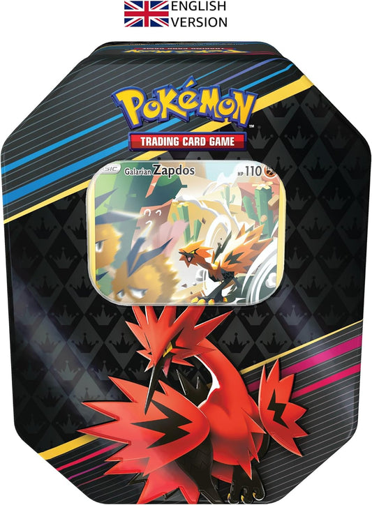 TCG: Crown Zenith Tin – Galarian Zapdos (1 Foil Card & 4 Booster Packs)