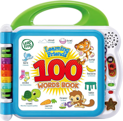 Learning Friends 100 Words Baby Book | Educational and Interactive Bilingual Playbook Toy |Toddler and Pre School Book for Boys & Girls 1, 2, 3, 4+ Year Olds, English Version