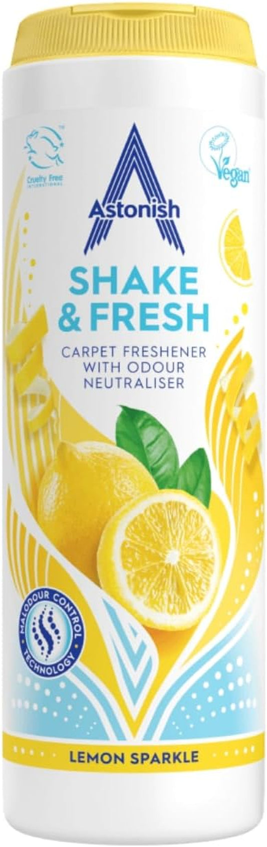 Shake & Fresh Carpet Freshener, Eliminates Odours, Lemon Sparkle, 350G