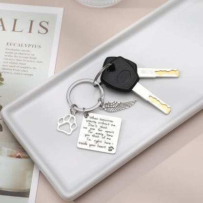 Dog Memorial Gifts Key Ring Pet Sympathy Gift Dog Remembrance Keychain Loss of Pet Paw Prints Memorial Dog Keyring for Pet Lover