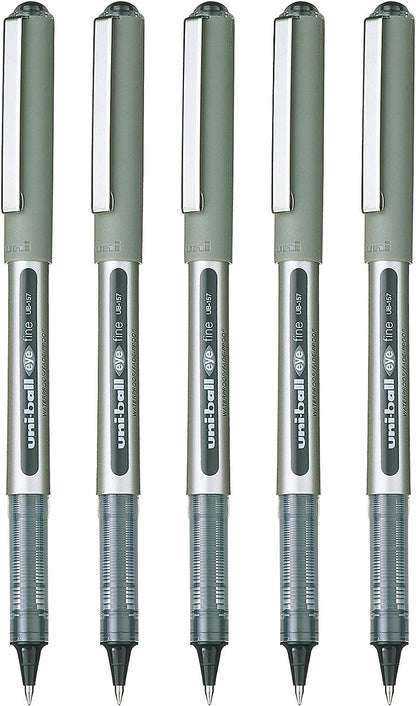 UB-157 Eye Rollerball Pens. Premium Fine 0.7Mm Ballpoint Tip for Super Smooth Handwriting, Drawing, Art, Crafts and Colouring. Fade and Water Resistant Liquid Uni Super Ink. Pack of 5 Blue
