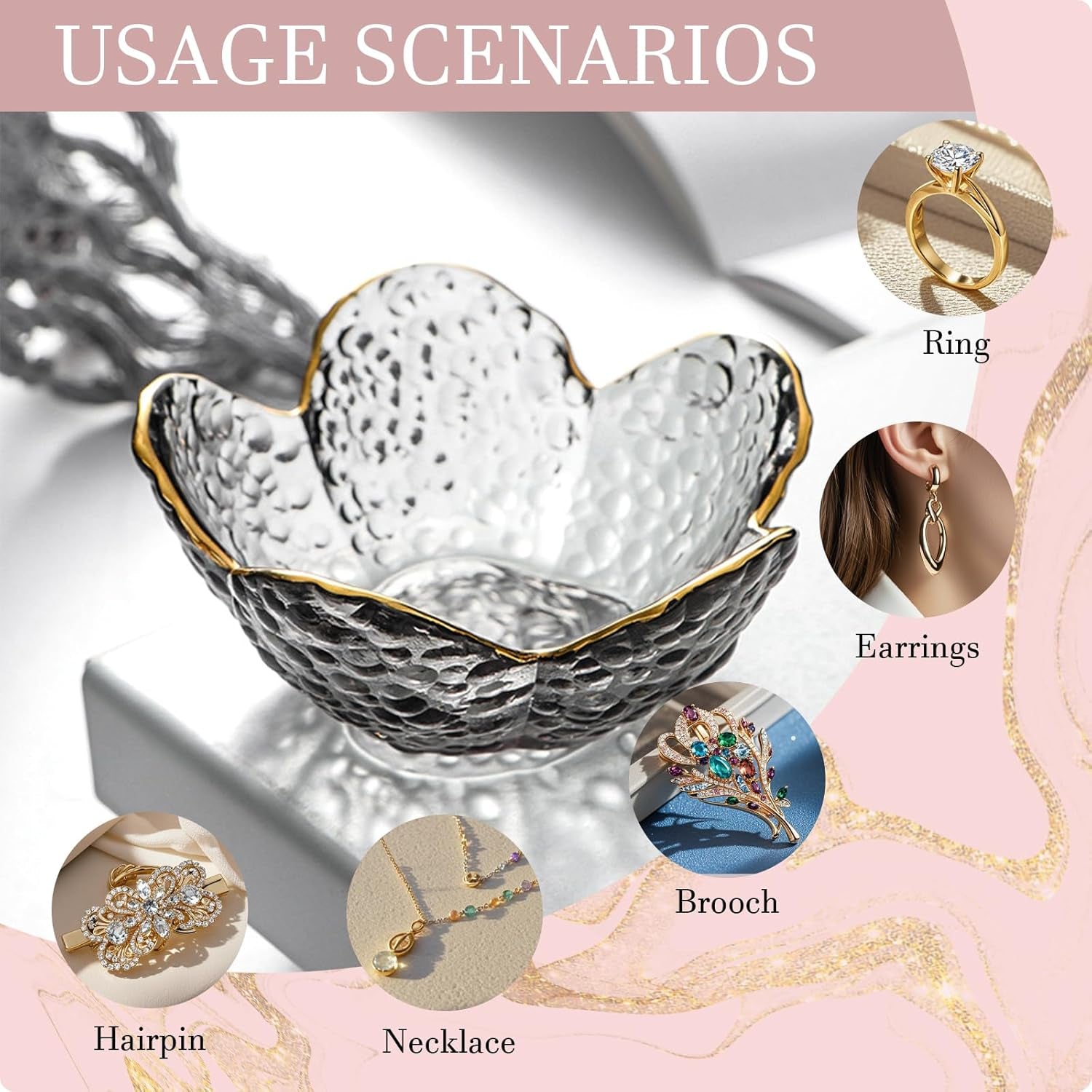 Gifts for Women Trinket Dish Unique Birthday New Home Gifts for Women Her Jewellery Tray Cute Room Decor Aesthetic Bedroom Accessories Ring Dish Holders Small Friendship Christmas House Warming Gifts