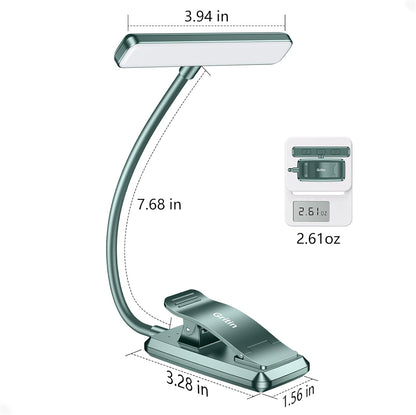 19 LED Book Light, Reading Light Book Lamp for Reading at Night with Memory Function, 3 Eye-Protecting Modes -Stepless Dimming, Long Battery Life, 360° Flexible Lamp for Bed,Tablet- Green