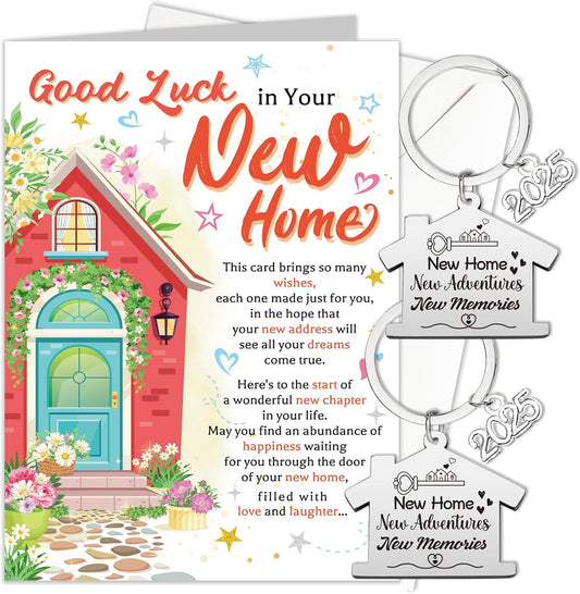 New Home Gifts, New Home Card, Good Luck in Your New Home Cards, New House Cards with New Home Keyring, House Warming Gifts New Home Gift, Housewarming Gifts for Friends Couples and Family