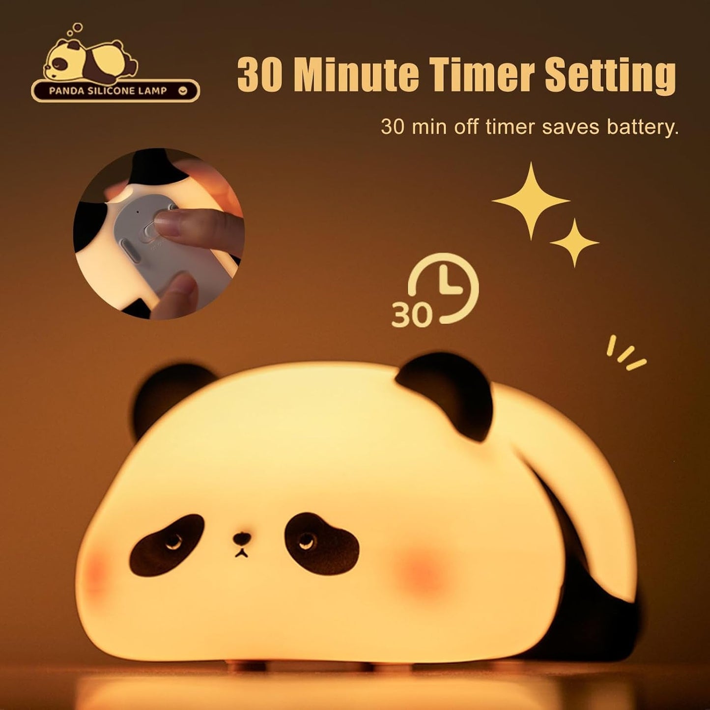 Panda Night Light for Kids Bedroom, Cute Animal Silicone Nursery Night Lamp Touch Control Nightlights USB Rechargeable Bedside Lamp for Baby Children Toddlers Women Teen Girls Breastfeeding Gift