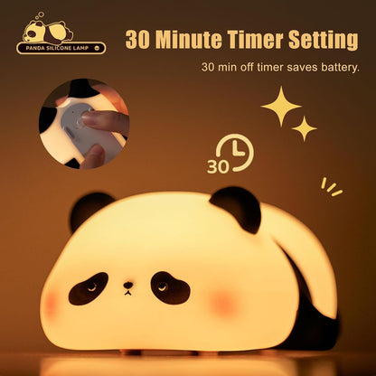 Panda Night Light for Kids Bedroom, Cute Animal Silicone Nursery Night Lamp Touch Control Nightlights USB Rechargeable Bedside Lamp for Baby Children Toddlers Women Teen Girls Breastfeeding Gift