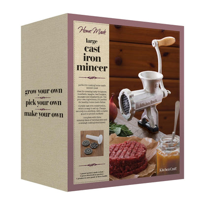 Meat Mincer in Gift Box, Home Made No. 8, Manual Mincer, Cast Iron, 28 X 24 X 9Cm