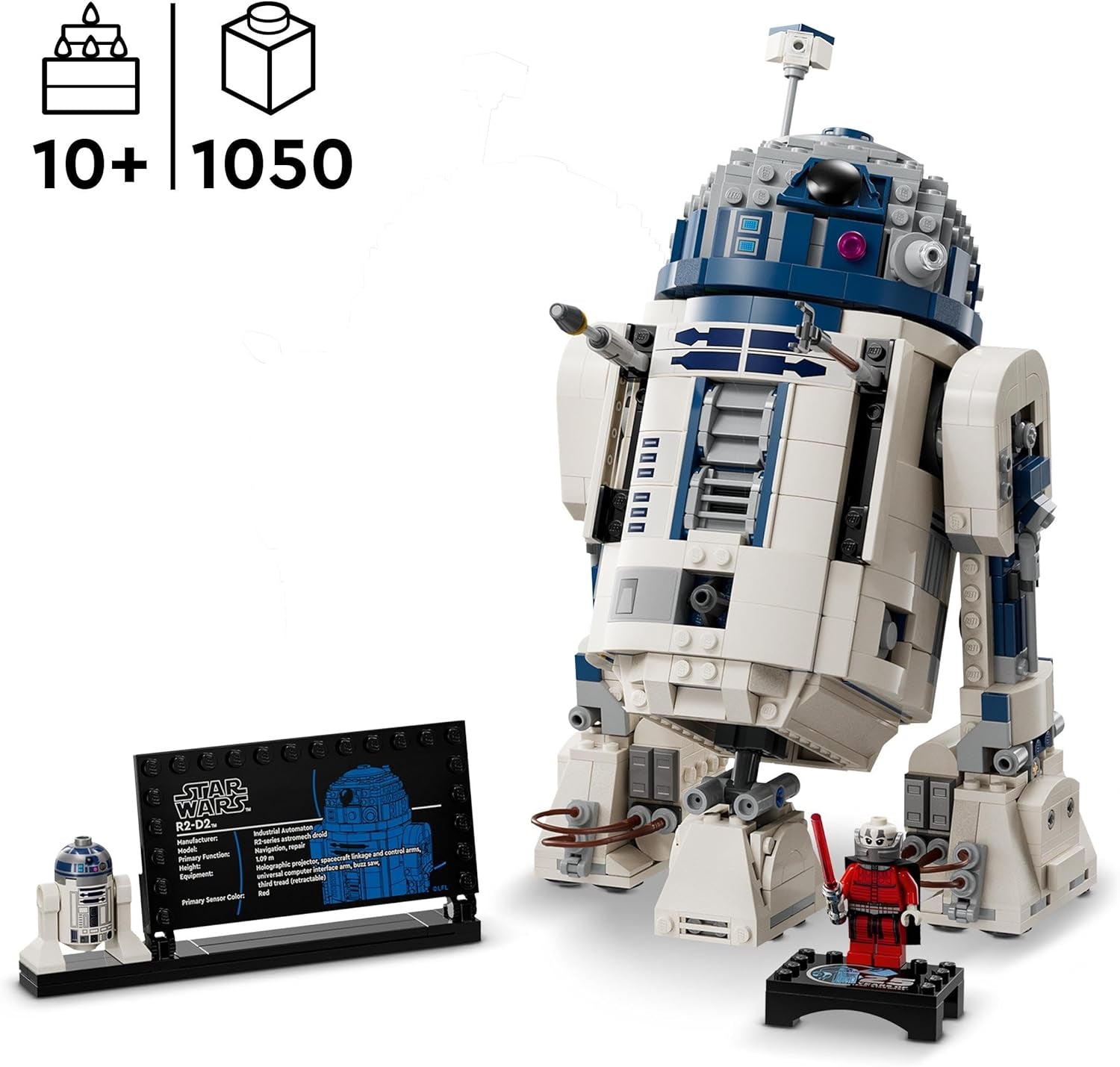Star Wars R2-D2 Model Set, Buildable Toy Droid Figure for 10 plus Year Old Kids, Boys & Girls, with 25Th Anniversary Darth Malek Minifigure and Decoration Plaque, Memorabilia Gift Idea 75379