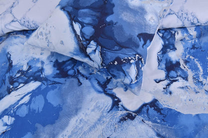 Metallic Marble Sparkle Glitz Blue Silver Reversible Soft Easy Care Duvet Cover Quilt Bedding Set with Pillowcase - Single (135Cm X 200Cm)