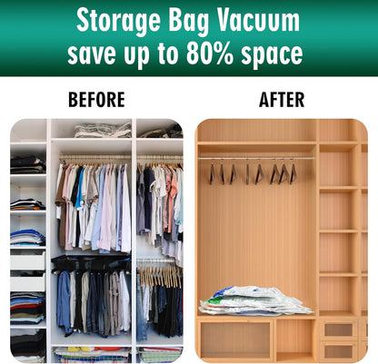 Space Saver Bags for Travel and Home Reusable Vacuum Storage Bags save 80% More Storage Space Work with Vacuum Cleaner (9 Jumbo, No Pump Included)
