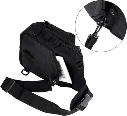 Canvas Sling Bag for Men Small MOLLE Chest Sling Backpack Mens One Strap Messenger Bag Water-Resistant Handbag Outdoor Sports Travel Crossbody Shoulder Pack Bag Daypack for Travelling Cycling Hiking
