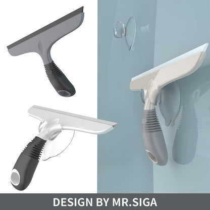 Multi-Purpose Squeegee for Window, Glass, Shower Door, Car, Heavy Duty Window Scrubber, Suction Hook Included, 10 Inch, White & Gray