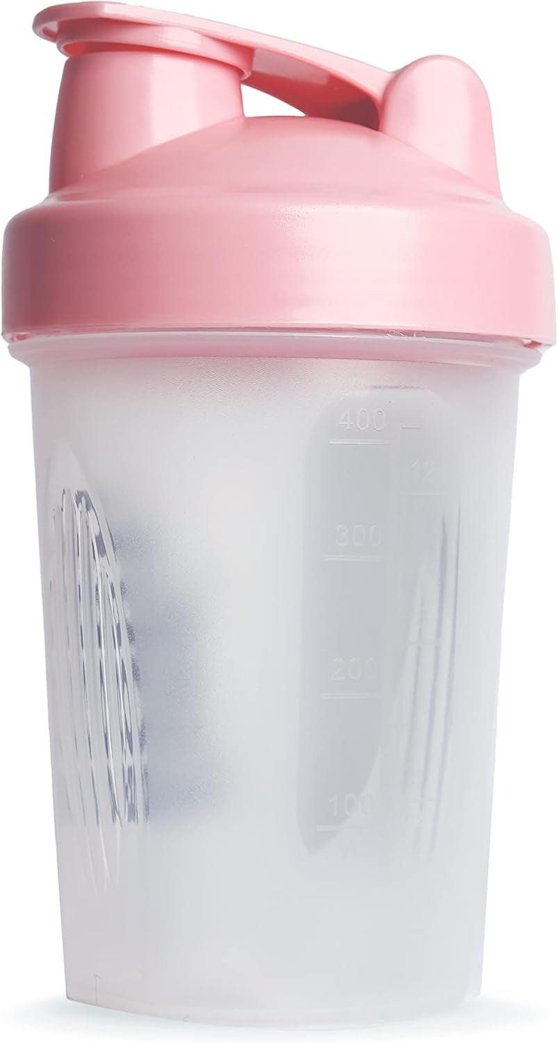 Protein Shaker Bottle 400Ml with Mixball in Pink | BPA Free Small & Easy to Grip & Temperature Safe