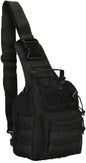 Canvas Sling Bag for Men Small MOLLE Chest Sling Backpack Mens One Strap Messenger Bag Water-Resistant Handbag Outdoor Sports Travel Crossbody Shoulder Pack Bag Daypack for Travelling Cycling Hiking