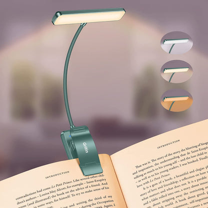 19 LED Book Light, Reading Light Book Lamp for Reading at Night with Memory Function, 3 Eye-Protecting Modes -Stepless Dimming, Long Battery Life, 360° Flexible Lamp for Bed,Tablet- Green