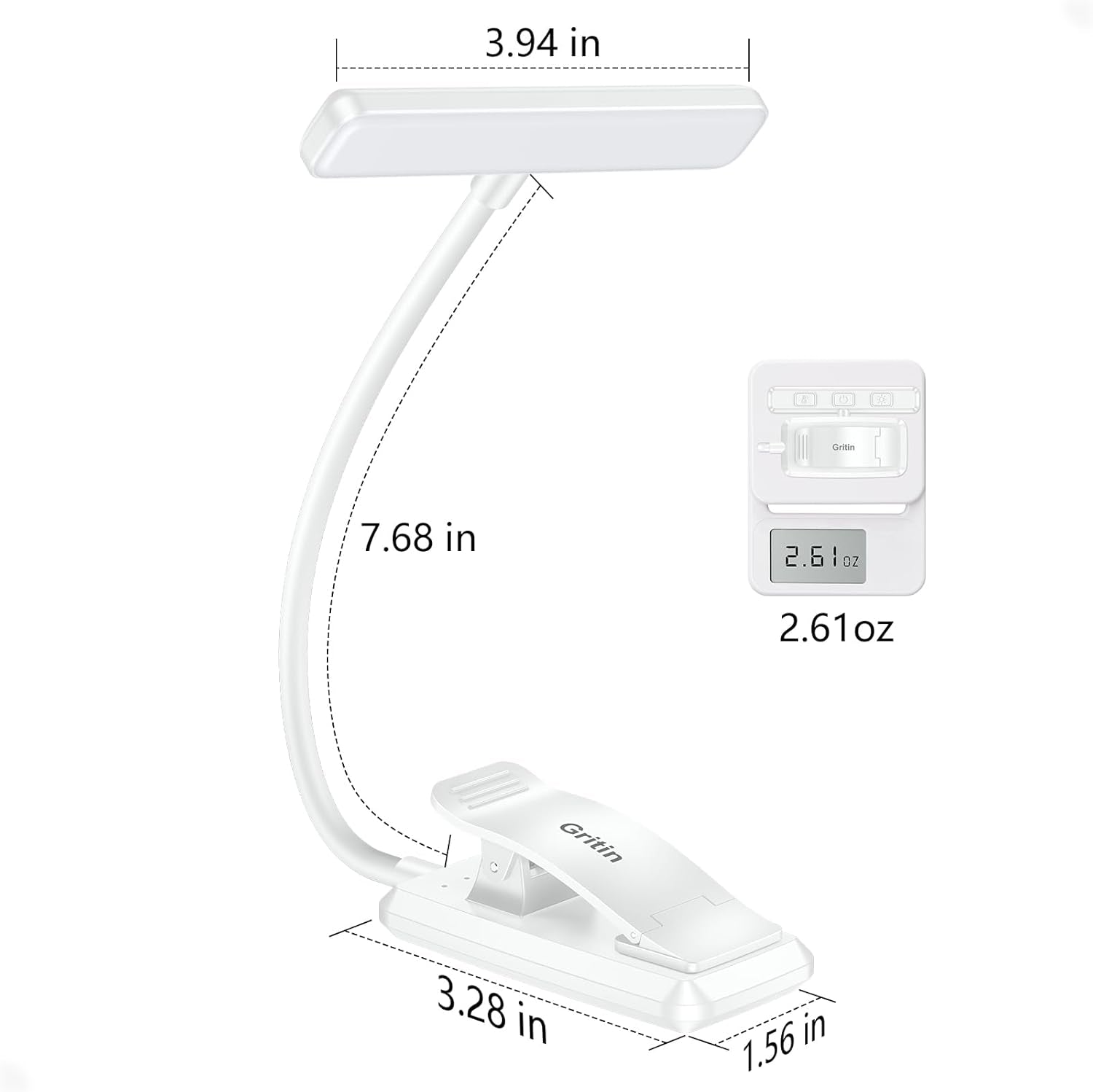 19 LED Book Light, Reading Light Book Lamp for Reading at Night with Memory Function, 3 Eye-Protecting Modes -Stepless Dimming, Long Battery Life, 360° Flexible Lamp for Bed,Tablet- White