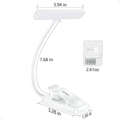 19 LED Book Light, Reading Light Book Lamp for Reading at Night with Memory Function, 3 Eye-Protecting Modes -Stepless Dimming, Long Battery Life, 360° Flexible Lamp for Bed,Tablet- White