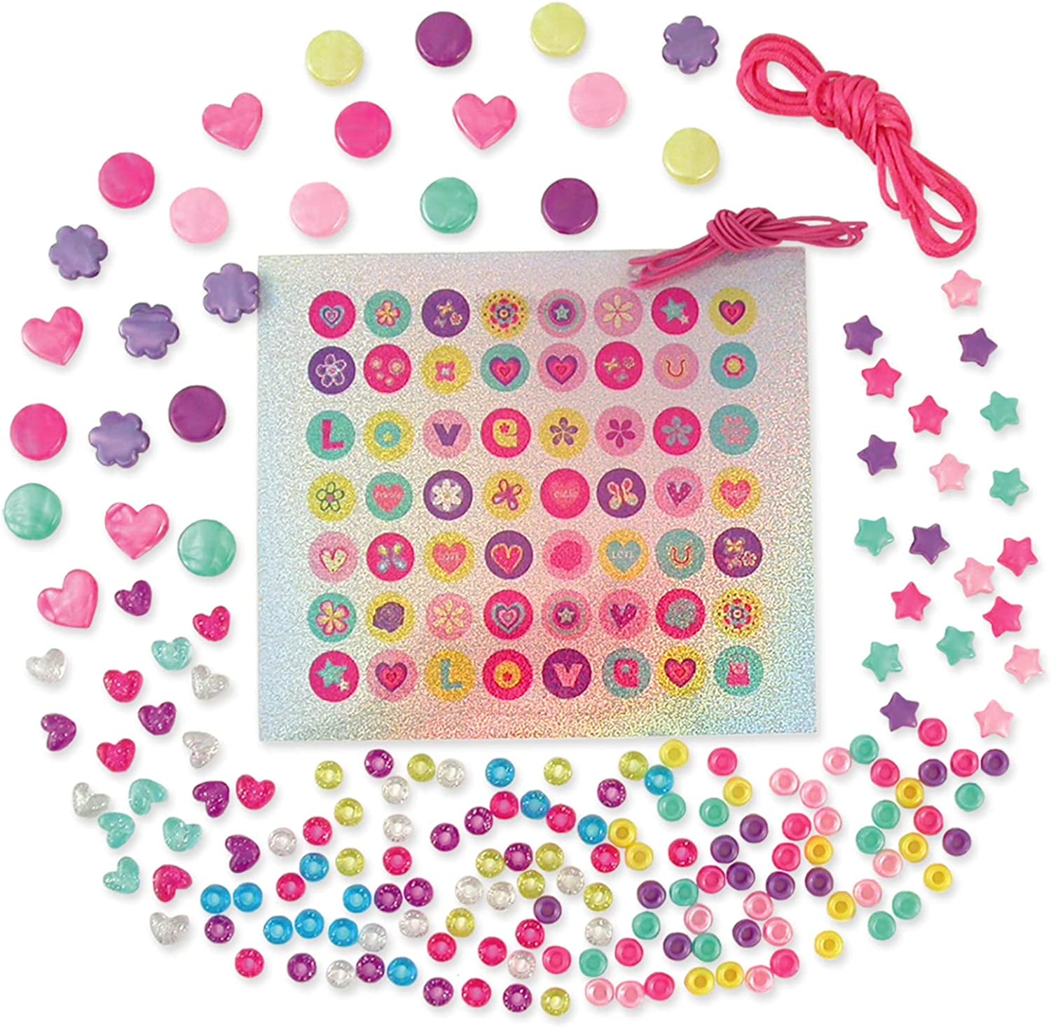 Sparkle Jewellery - Childrens Necklace and Bracelet Making, Craft Kit for Kids - Fun Activity Pack with Colourful Beads and Stickers, Encourages Creativity and Motor Skills - Ages 5 Years Plus