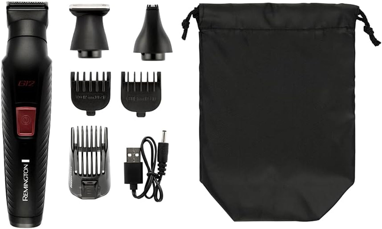 Hair Clipper Men [12-In-1 Kit with 6 Attachments, Body, Beard & Hair Trimmer, Nose Ear & Eyebrow Trimmer] G12 (Graphite Engineered Coating, Self-Sharpening Blades, USB Rechargeable) PG2120