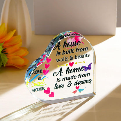 New Home Housewarming Gifts Heart Colorful Keepsake New Home Gifts for Friends Family Couples, Glass Meaningful House Warming Presents New Home Owner First Home Gift Ideas
