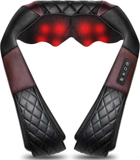 Neck Massager Back Massager with Heat - Shiatsu Neck Massager Present, Gifts for Women/Men/Mom/Dad -Deeper Tissue Kneading Massage Pillow for Neck, Back, Shoulder, Leg, Foot, Body Relieve Muscle Pain