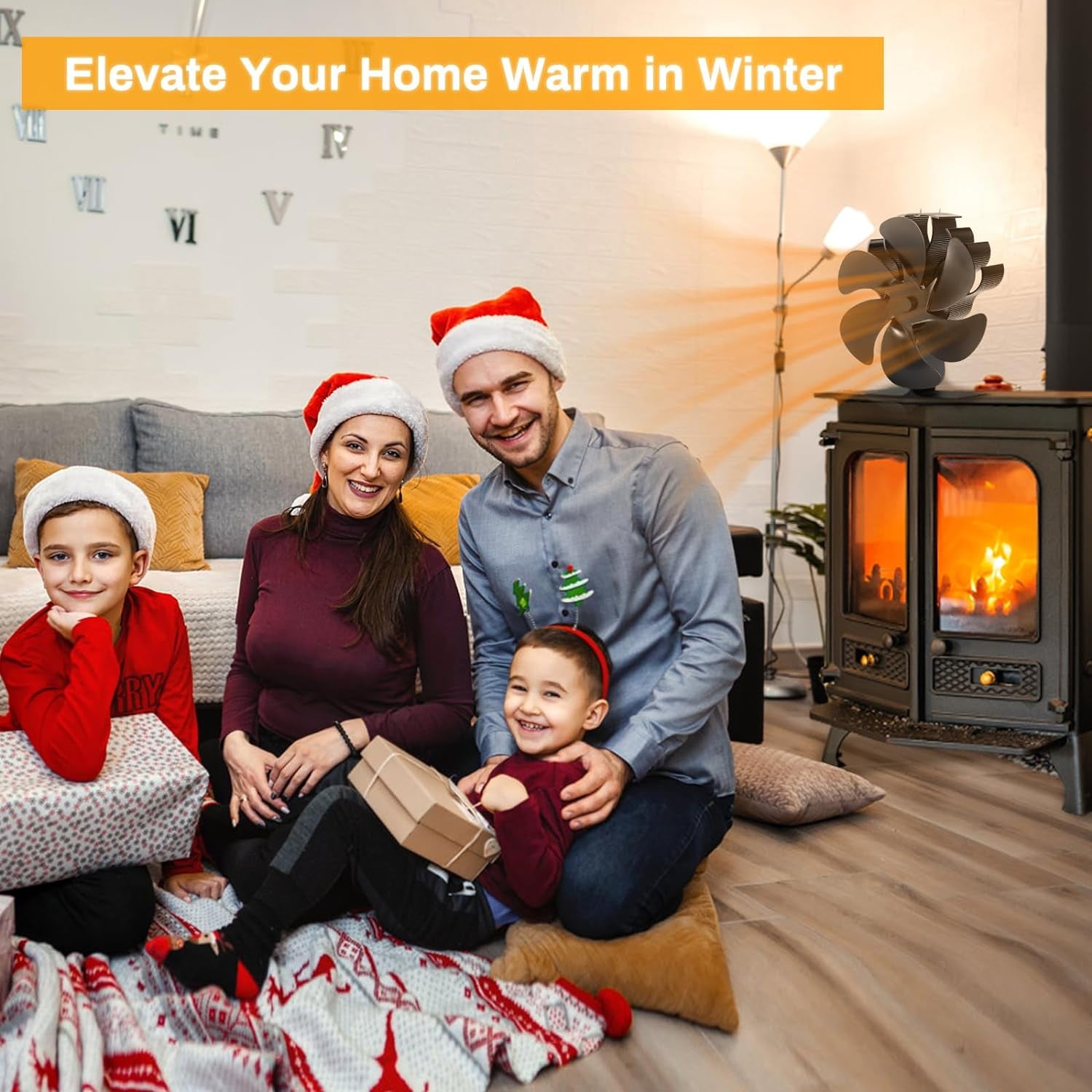 Log Burner Fan Silent Operation | 6-Blade Stove Fans Log Burners | Fire Fan Wood Burner Fans Heat Powered | Fan for Wood Burning Stove | Fireplace Accessories Tools