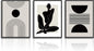 Boho Abstract Wall Decor Poster Black and White Geometric Wall Poster for Bedroom Living Room Decor 12X16 in Unframed Set of 3