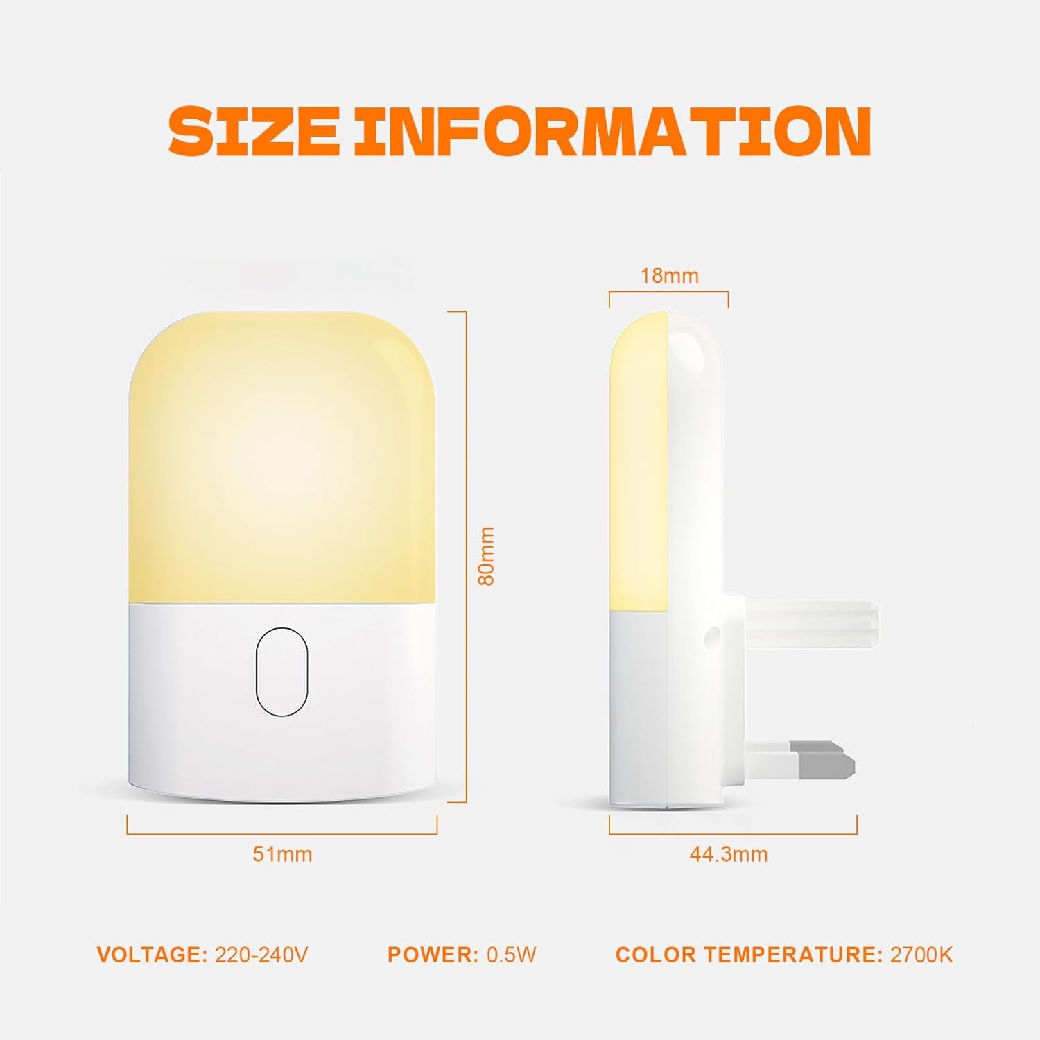 GD103UK-1 Night Light Plug in Wall with Dusk to Dawn Photocell Sensor, 4 Levels Brightness Adjustable, Night Light Kids for Children'S Room, Hallway, Bedrooms, Garage, Warm White