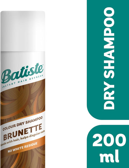 Dry Shampoo in Brunette with a Hint of Colour 200Ml, No Rinse Spray to Refresh Hair in between Washes, No White Residue for Brown Hair
