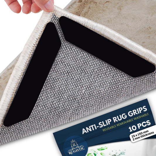 Rug Gripper 10 Pcs - Washable & Reusable Rug Grippers for Laminate - Hardwood Floor - Suitable Carpet Grippers for Marble, Wooden Floors & for All Types & Sizes of Rugs