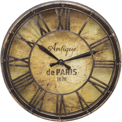 20Cm Wall Clock Antique Effect Distressed round Clock | Antique De Paris Wall Mounted Clock | Vintage Style Wall Clock