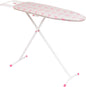 T-Leg Adjustable Height Ironing Board with Grey and Flamingo Cotton Cover + Extra Cover