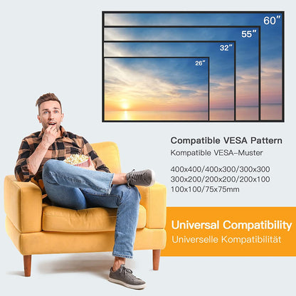 TV Wall Bracket for 26-60 Inch Tvs up to 52Kg, Sturdy Tilt TV Bracket with VESA 75X75-400X400Mm, 55 Inch Slim Wall Mount with Safe Pull Strings