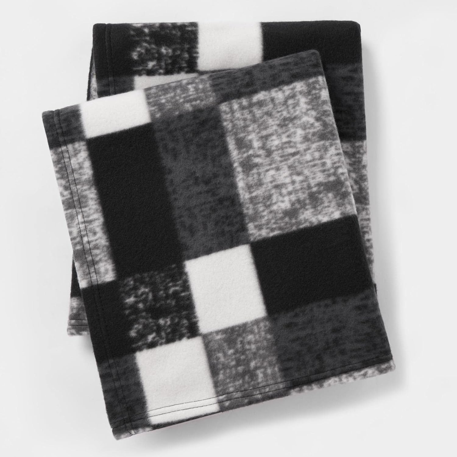 Winter Check Fleece Blanket Super Soft Warm Cosy Sofa Bed Picnic Garden Throw Over, Plaid Tartan Black - 120 X 150Cm