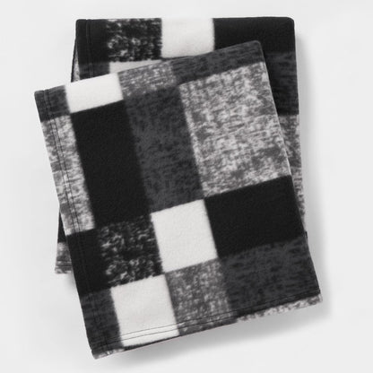 Winter Check Fleece Blanket Super Soft Warm Cosy Sofa Bed Picnic Garden Throw Over, Plaid Tartan Black - 120 X 150Cm