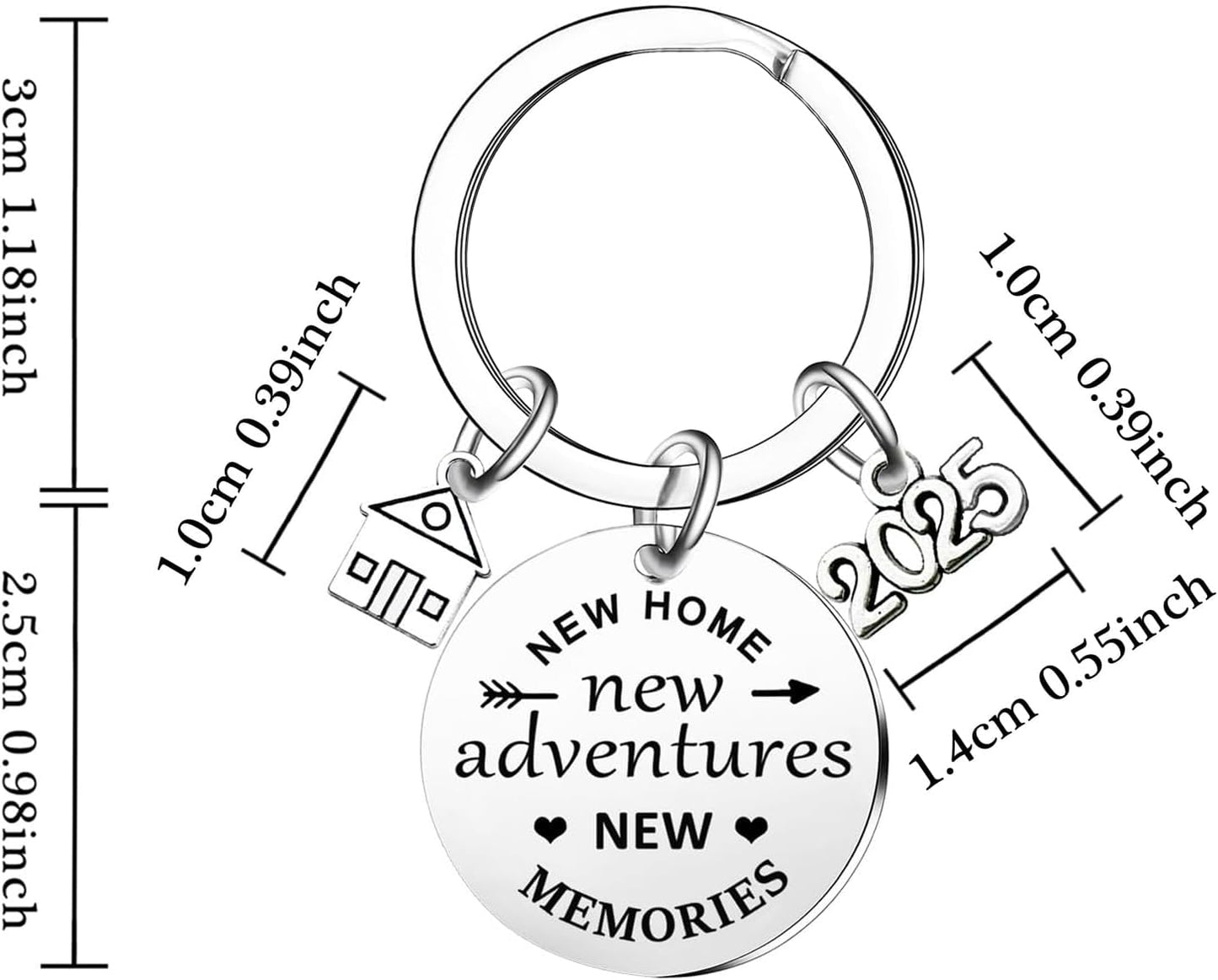 2Pcs New Home Keychains 2025 Housewarming Gift Keyrings New Home New Adventures Realtor Closing Gifts New House New Home Owners Keyring