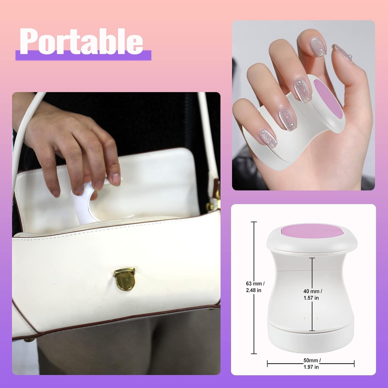 UV Nail Lamp,  9W Mini Nail Dryer Portable UV Lamps for Gel Nails USB Gel Lamp, 60S Quick Drying Nail Lamp for Gel Polish (Purple)
