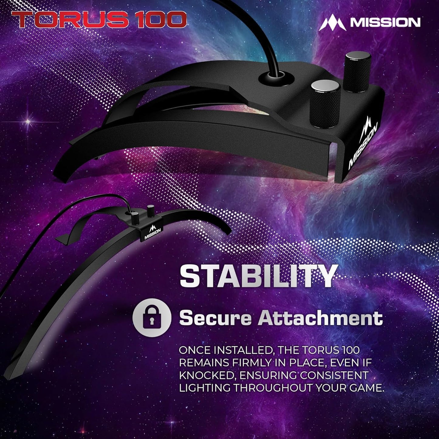 TOR100 Torus 100 | Dart Board LED Folding Portable Dartboard Travel Lighting System