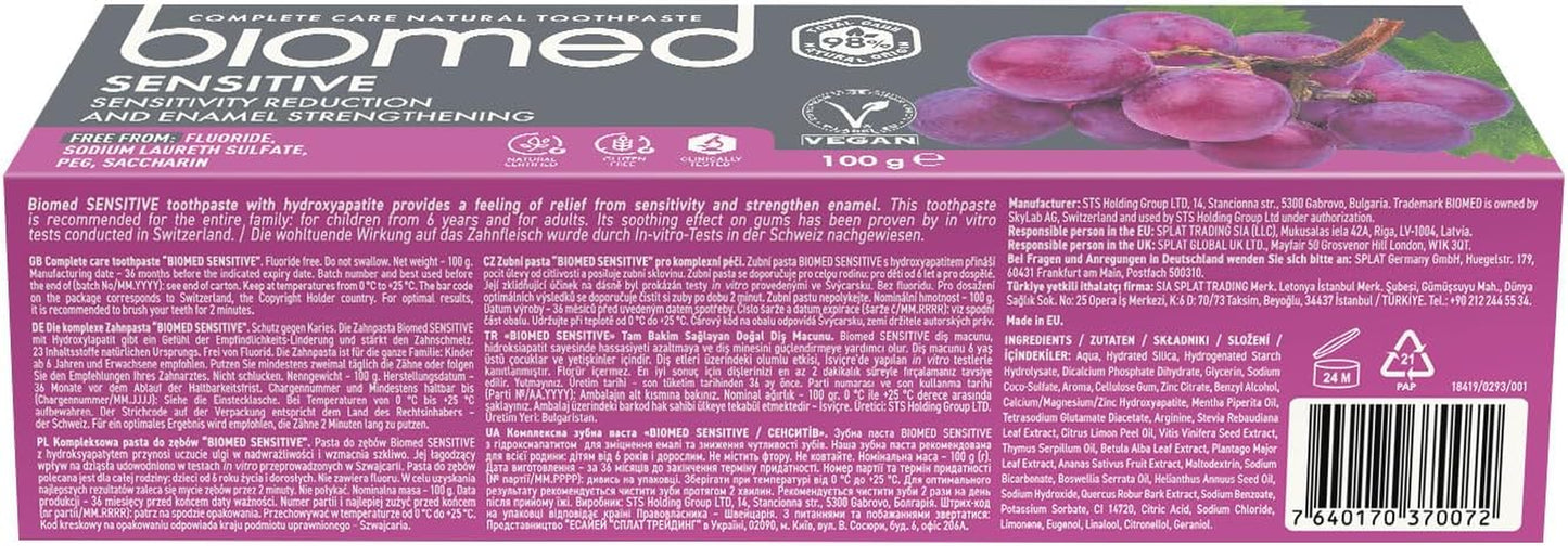 Sensitive 98% Natural Toothpaste | Sensitivity & Enamel Strengthening | Red Grape Seed Extract, Vegan, SLES Free 100G