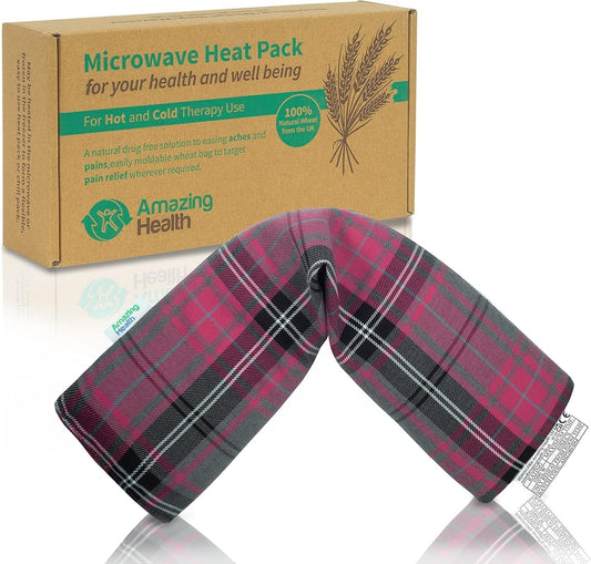 Unscented Microwave Wheat Bag-Uk Made - NON Scented Pink Tartan Cotton Made in Britain