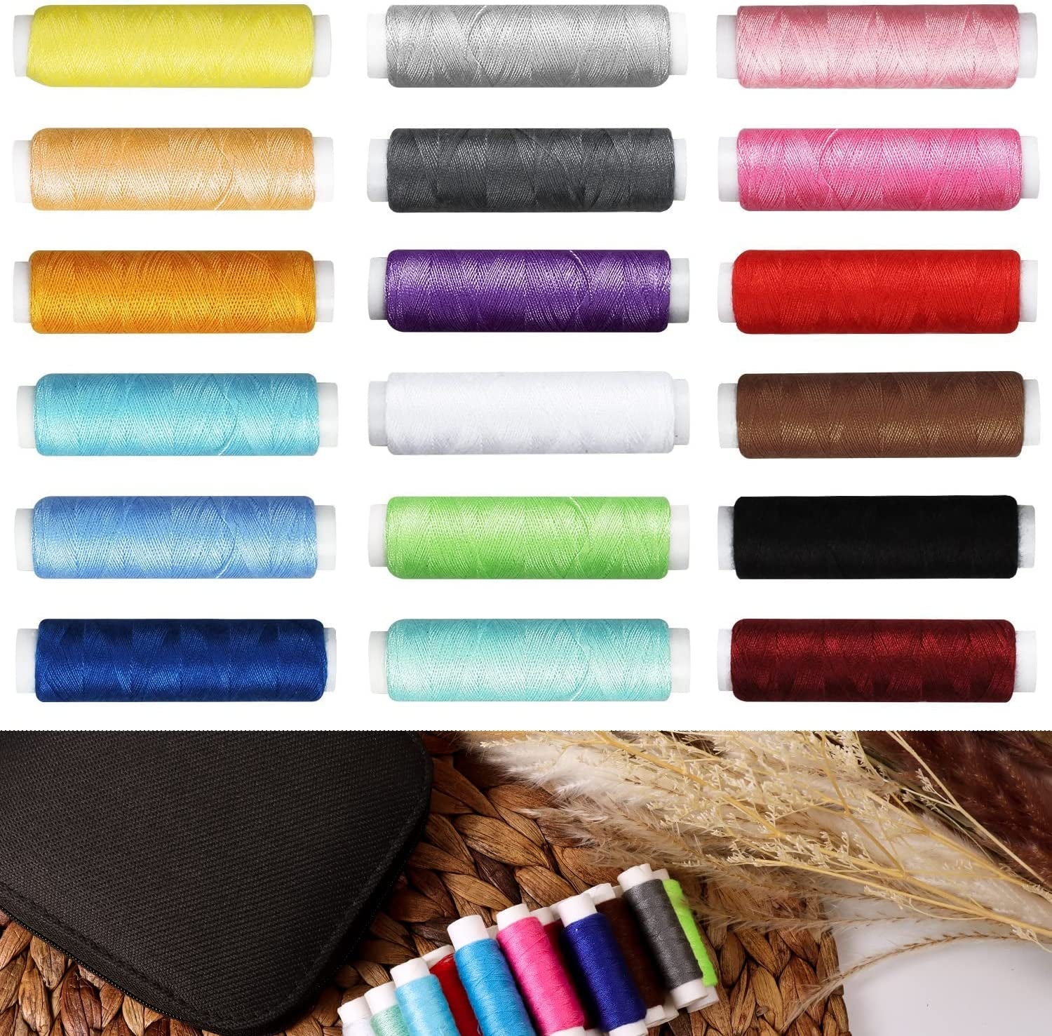 Sewing Kit with Case Portable Sewing Supplies for Home Traveler, Adults, Beginner, Emergency, Kids Contains Thread, Scissors, Needles, Measure Etc